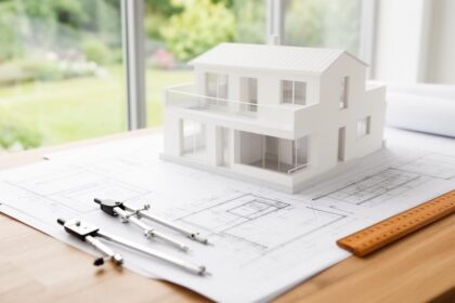 Plan de maison à étages avec répartition des espaces et circulation optimisée