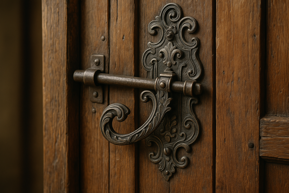 loquet sur une porte intérieure ancienne 
