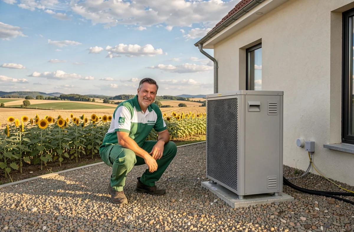 Technicien Eco Solutions 31 installant une pompe à chaleur haute efficacité en Haute-Garonne
