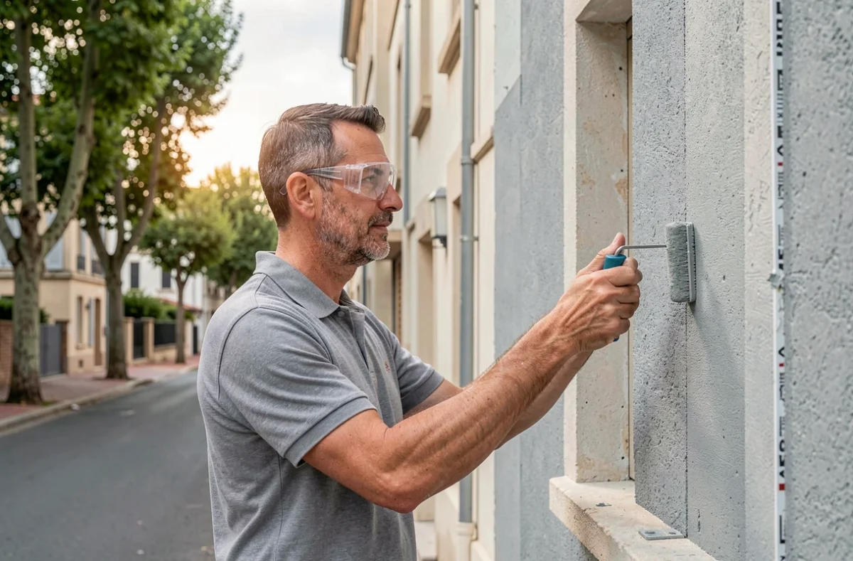 Artisan France Façade Toulouse appliquant un enduit isolant sur une maison résidentielle à Toulouse