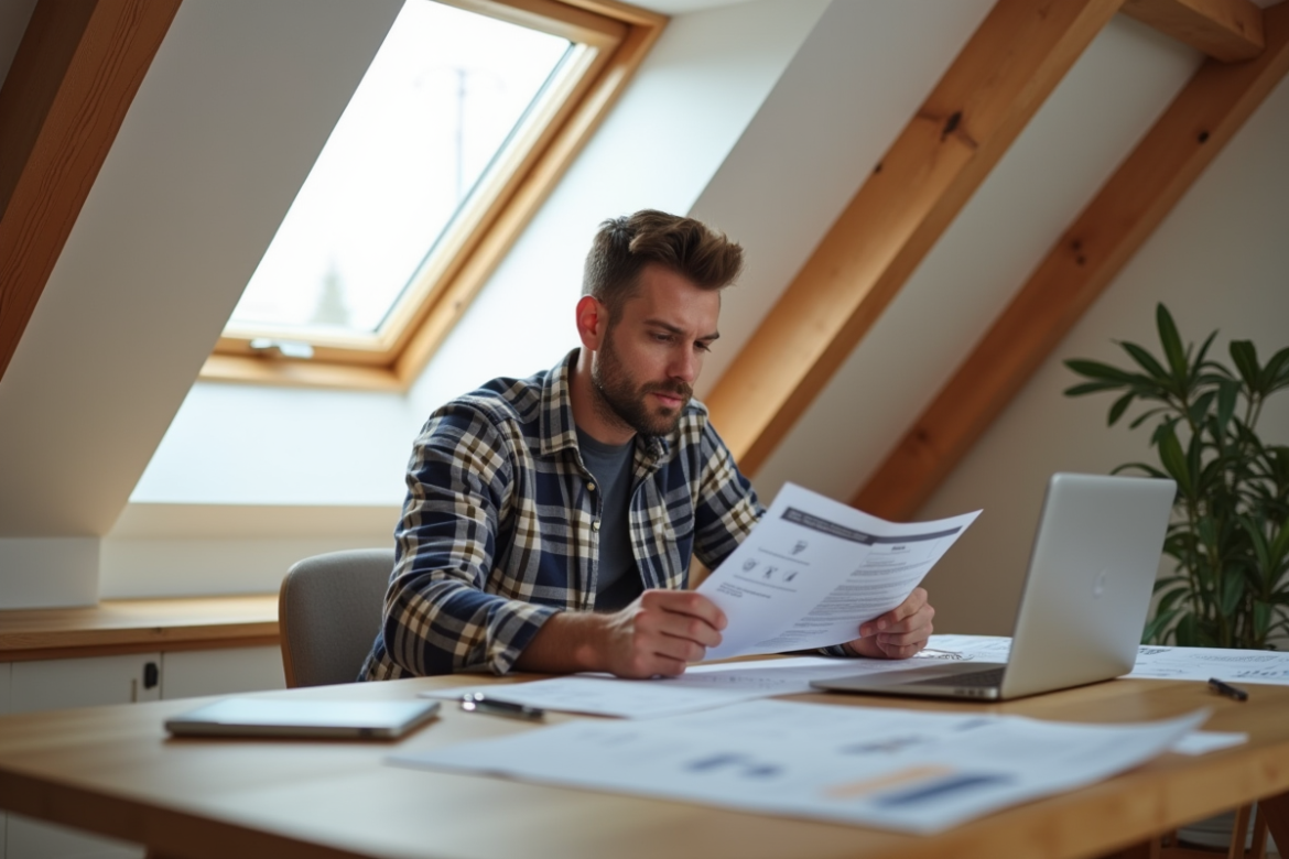 Homme d'âge moyen dans un atelier rénové en attic