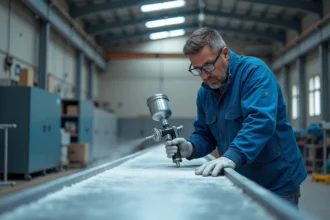 Technicien en poudrage RAL 9006 sur métal
